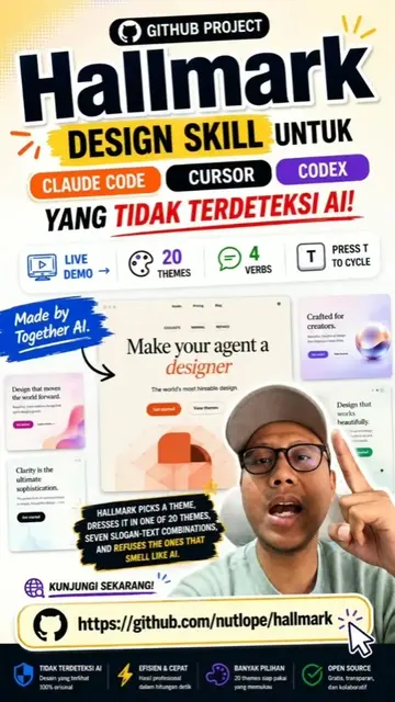 Website buatan AI kamu masih kelihatan AI banget? 😅 Hallmark bantu Claude Code,