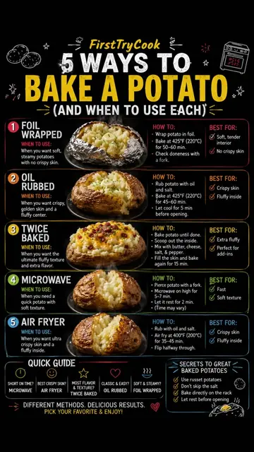 🥔 5 Ways to Bake the Perfect Potato Love baked potatoes? Here are 5 easy method