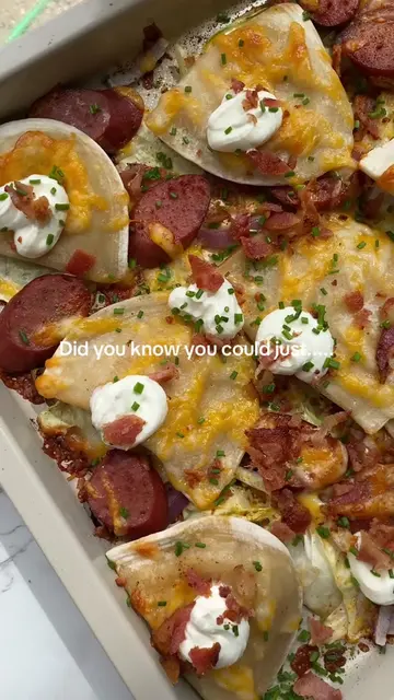Pierogi Nachos🫶🏼 made sheet pan style for an easy weeknight dinner! Ingredient