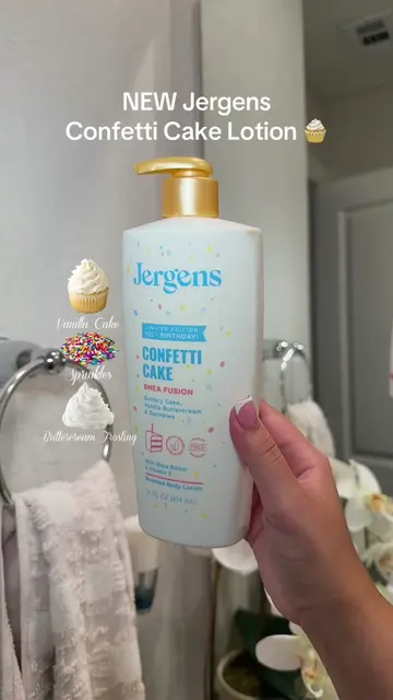 New jergens confetti cake lotion 🧴🧁✨ #tiktokshopcreatorpicks #vanillaperfume #
