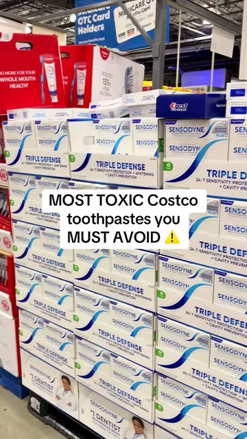 Toxic toothpastes do avoid at Costco! Download olive to make healthier choices #