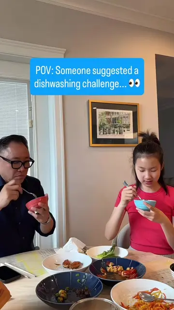 Started as a dishwashing challenge… somehow we ended up on the same team. ❤️😂  