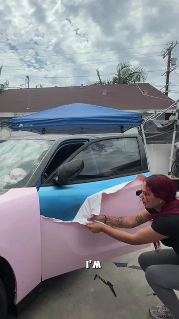 Re wrapping my car day 2 🤩using @Ravoonyofficial MATTTE MAGIC PURPLE Wrap 💜😈u