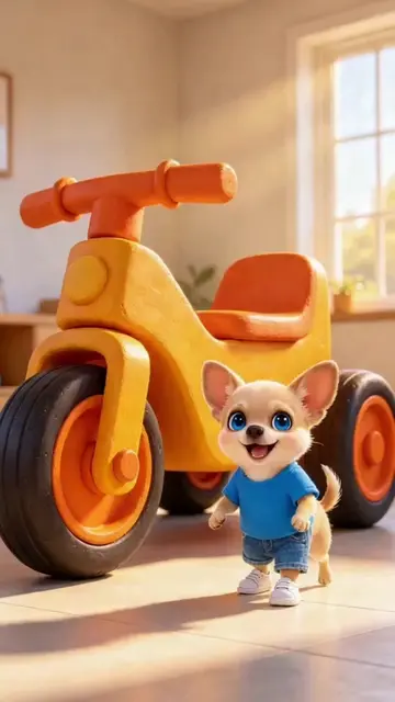 Chihuahua's father bought him a car made of three wheels😍❤ #Chihuahuadog #Ameri