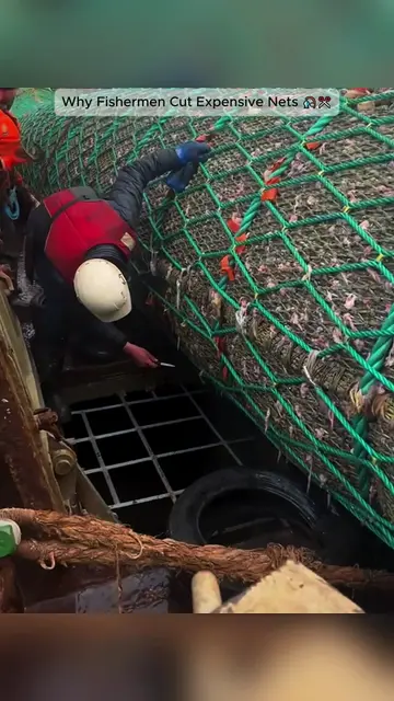 Why Fishermen Cut Expensive Nets🎣✂️#Fishing#OceanLife#Fishermen#FishingIndustry