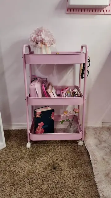 How is this only 9.99 right now??! #3tierrollingcart #rollingcart #pinkaesthetic