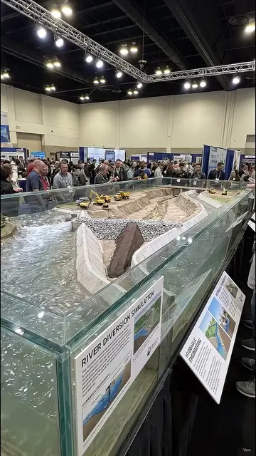 A miniature river diversion project in action! 🌊🚜 This realistic hydraulic eng