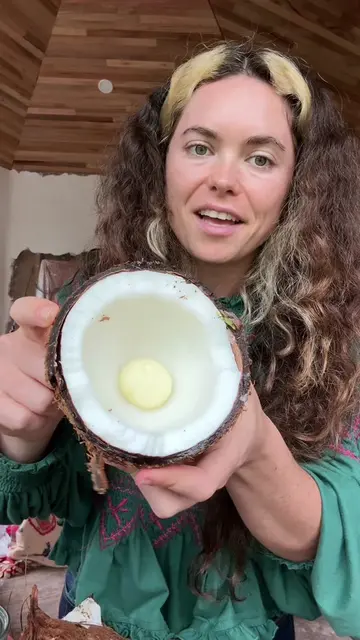 Tasting the coconut sprout… get ready for the coconut oil video :) #tiktokreceip
