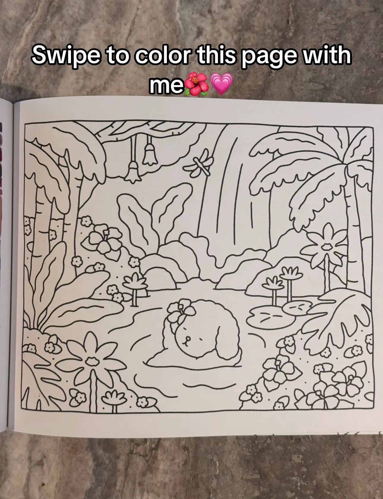 The tropical waterfall page in the bobbiegoods summer break book🌺⭐️🤩💗 #bobbie
