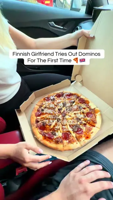 Finnish girlfriend tries out dominos for the first time 🍕🇬🇧 What do you guys 