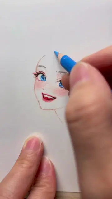 Paint with me | Colored Pencil Blue Girl #art #painting #pencil 