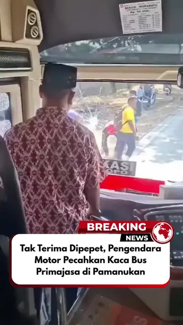 Video yang beredar di media sosial memperlihatkan sebuah Bus Primajasa jurusan B