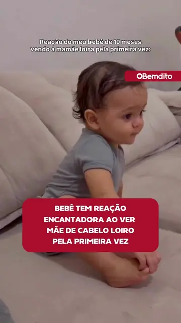 A reação de Marcos, de apenas 10 meses, ao ver a mãe, Dany Marques, com os cabel