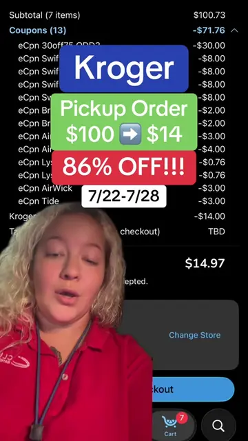 This Kroger pickup order is FIRE!🔥 $100 ➡️ $14!!!!! 07/22-07/28 thanks @Couponi
