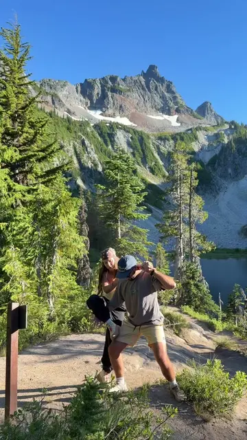 This took way too many tries hahaha  #husbandwife #hikingpose 