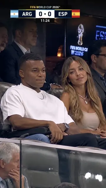 Kylian Mbappe and his girlfriend Ester Esposito at the latest worldcup game #kyl