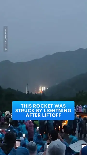 A rocket launched from China's Xichang Satellite Launch Center was struck by lig