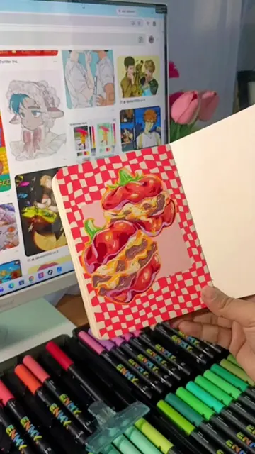🫑🍔✨ #drawing #acrylicmarker #foodillustration #enmy #enmyblackbox 