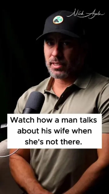 Watch how a man talks about his wife when she's not there. There's a table where