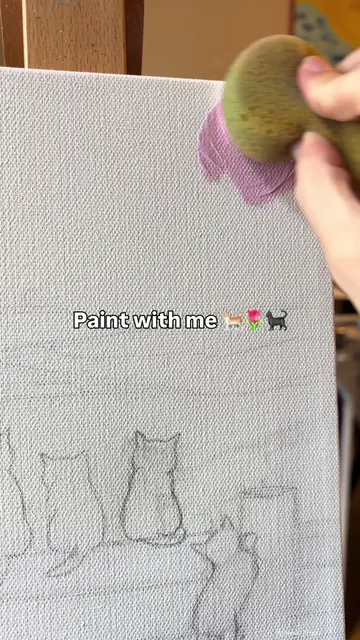 Painting sunset kittens 🐈🌷✨ This is the first painting in my new Cat Lover Col