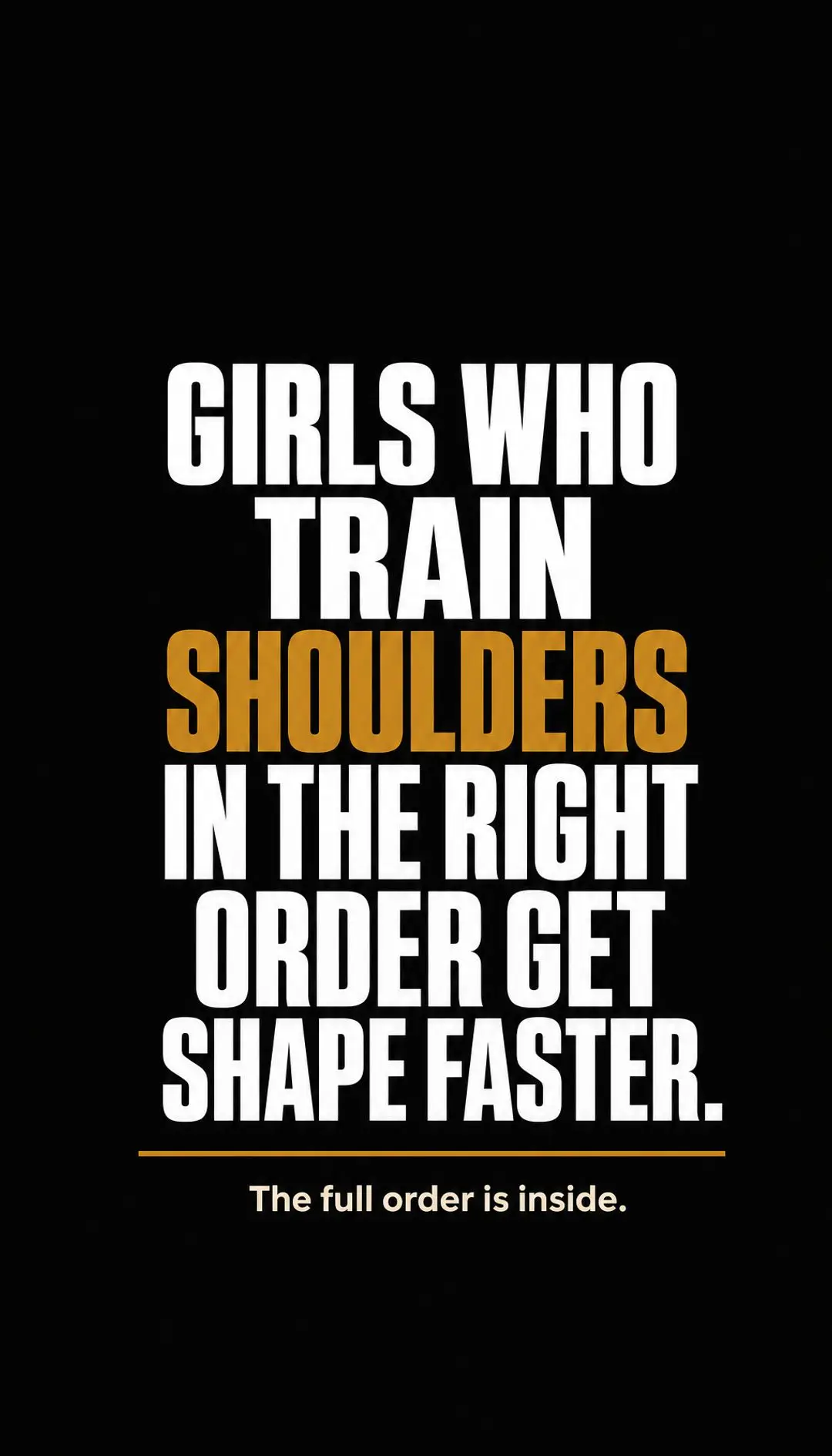 Most girls train shoulders in a random order and wonder why their delts look fla