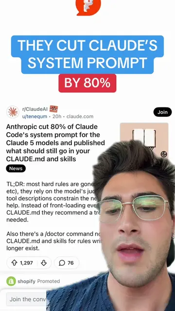 They cut Claude code system prompt by 80% and you should be doing the same thing