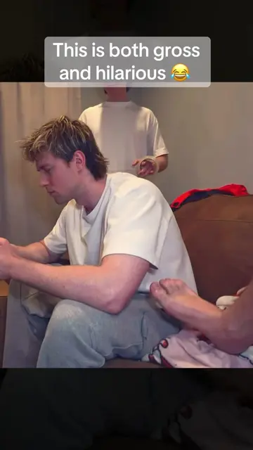Did he really say stop licking me? #prank #humor #gross 