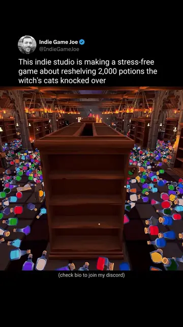 Reshelve thousands of potions, decipher cryptic notes, and pet the cats for hint