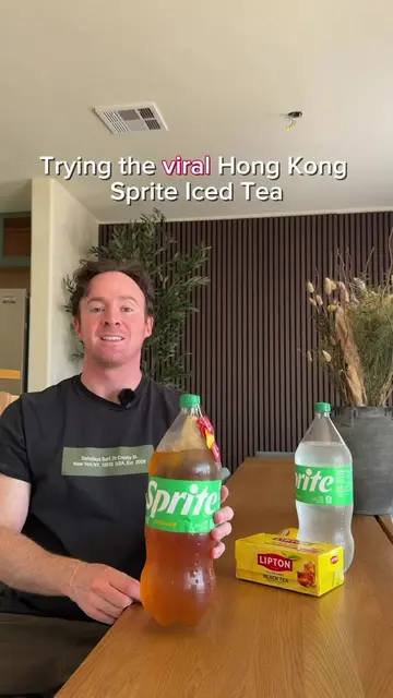 Trying the viral Hong Kong Sprite Iced Tea 🍋 #viraldrink #icedtea #sprite 