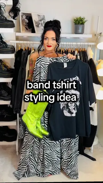 Band Tshirt Styling Idea 💚🦓🤘 Would you wear this? 👀 📌SAVE for later 🤝 #alt