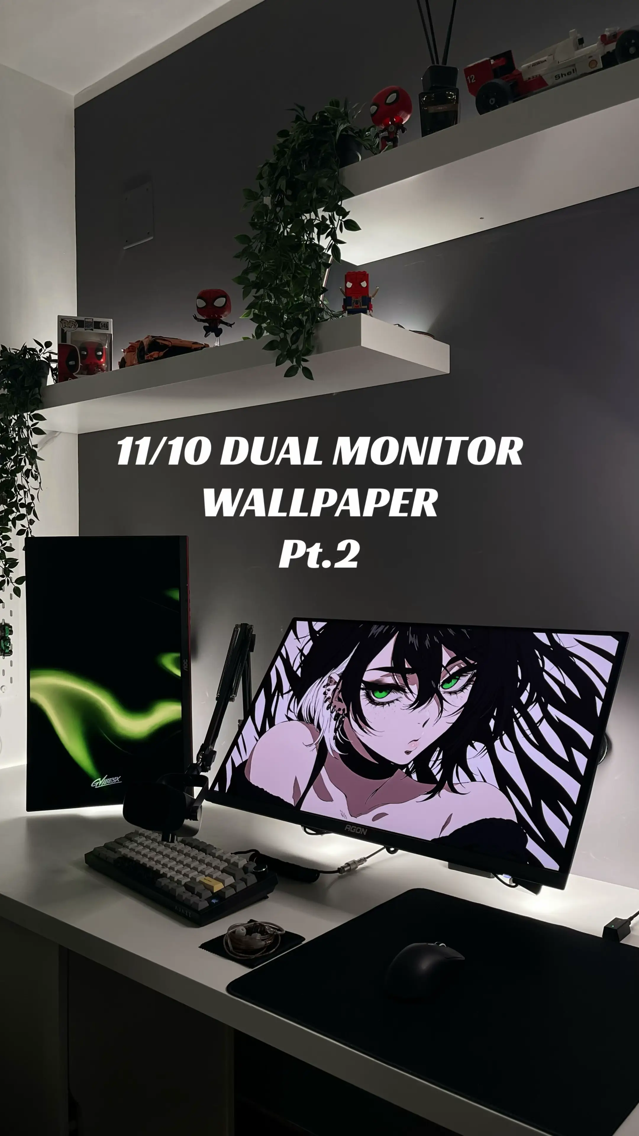 11/10 Dual monitor wallpaper. - - aesthetic desk setup | cozy gaming room | clea
