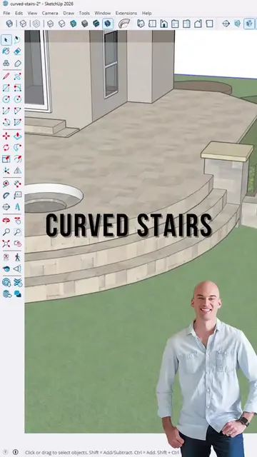 Stop manually segmenting your curved stairs in SketchUp. Building steps piece by