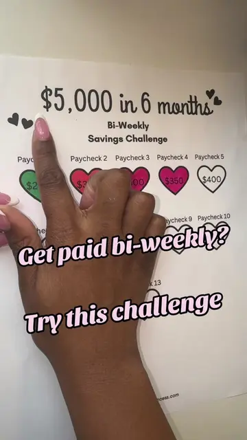 Save $5,000 in 6 months with this bi-weekly savings challenge 💵✨#savingmoney #B