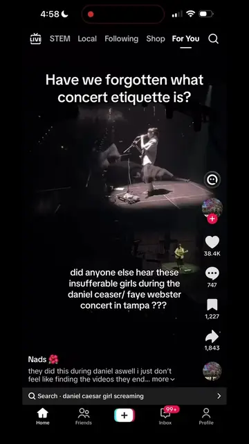 I feel bad for those around them #concert #fyp #trending #music #danielcaesar 