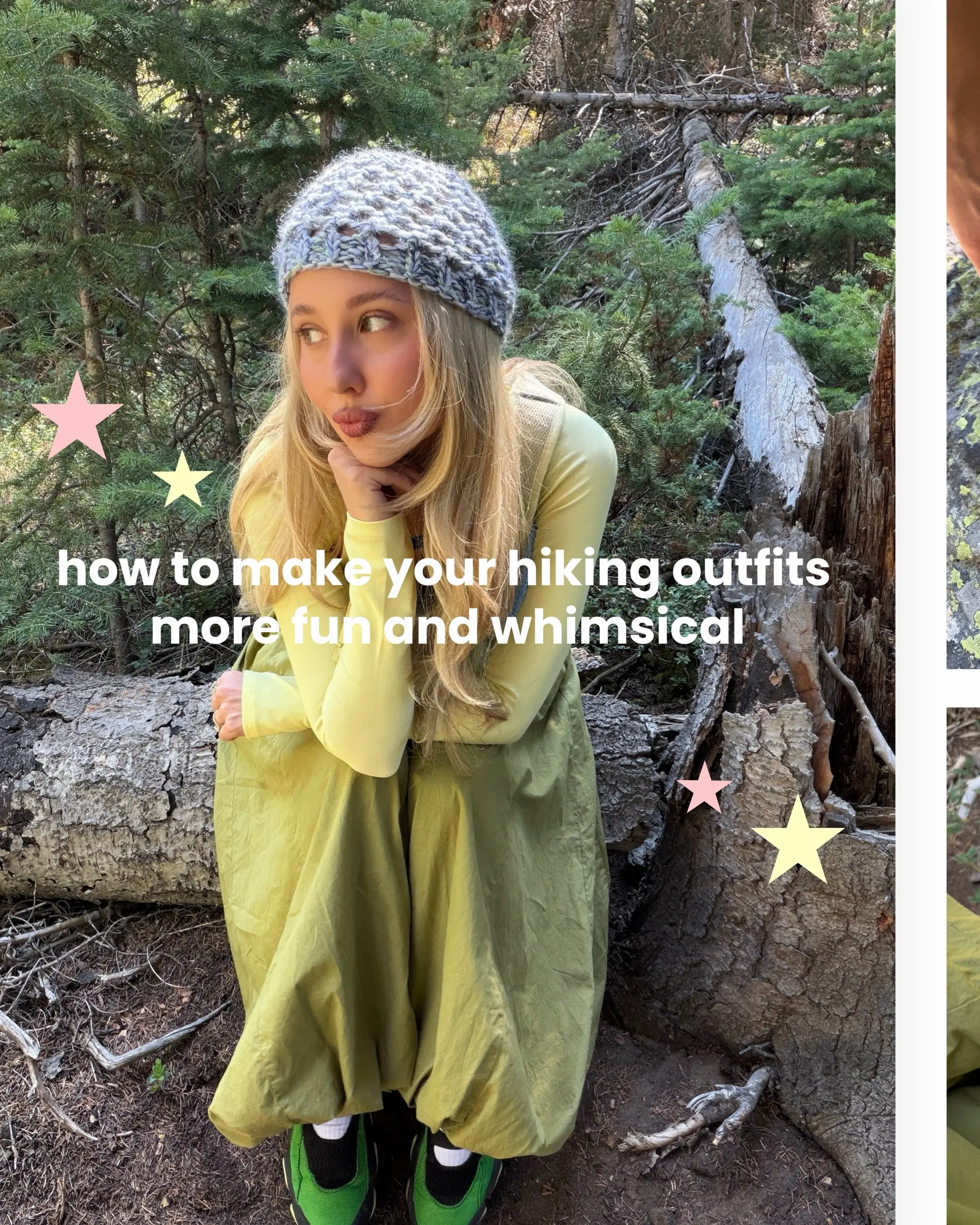 how to make your hiking or outdoorsy ✨ outfits feel more fun & whimsical !! ⭐️🌱
