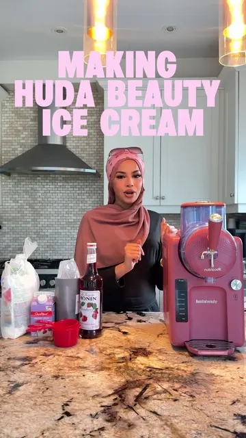 making ice cream with my Huda beauty ice cream machine #hudabeauty #icecream @Hu