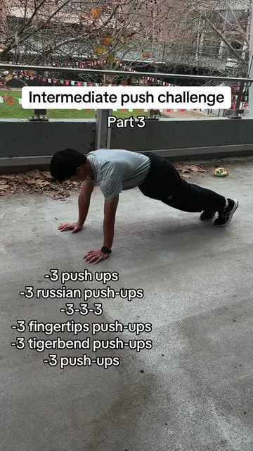 Intermediate push challenge part 3.  6 Week Beginner Program in Bio.  #calisthen