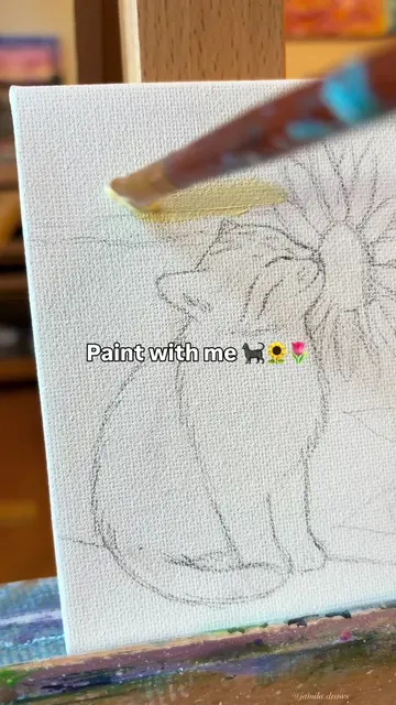Painting a sunflower kitten 🌻🐈‍⬛ This is part of my Cat Lover Painting Collect