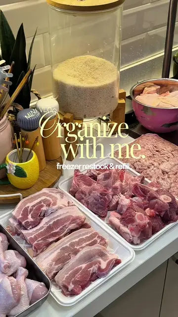 freezer restock and refill 🥩🍗🏡 I now use freezer bags for our meats to save s