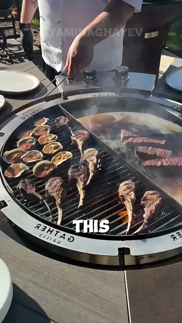 This Table Has Grill In the Middle🔥 #grilling #outdoorcooking #bbq #barbecue 