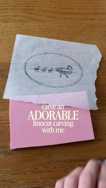 Carve the most ADORABLE linocut carving with me #blockprint #linocut #artistsoft
