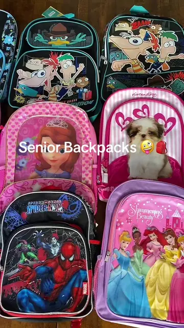 Available ON DEPOP Fittedbyvintage #Backpack #senior #Y2K #cartoon #thrifting #2