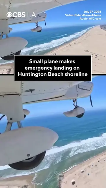 A small plane made an emergency landing in Southern California on the Huntington