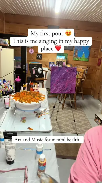 #paint #pour #acrylic #art #MentalHealth  Just a girl singing, making art, and r