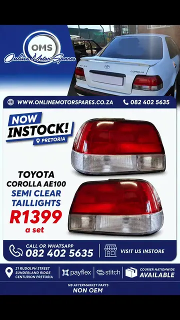 Replacement Taillights Available at Online Motor Spares  21 Rudolph Street Sunde