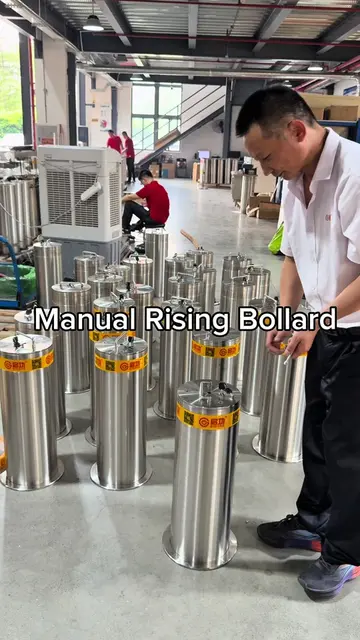 Manual but powerful! 💪🚗 Watch this stainless steel rising bollard go up and do