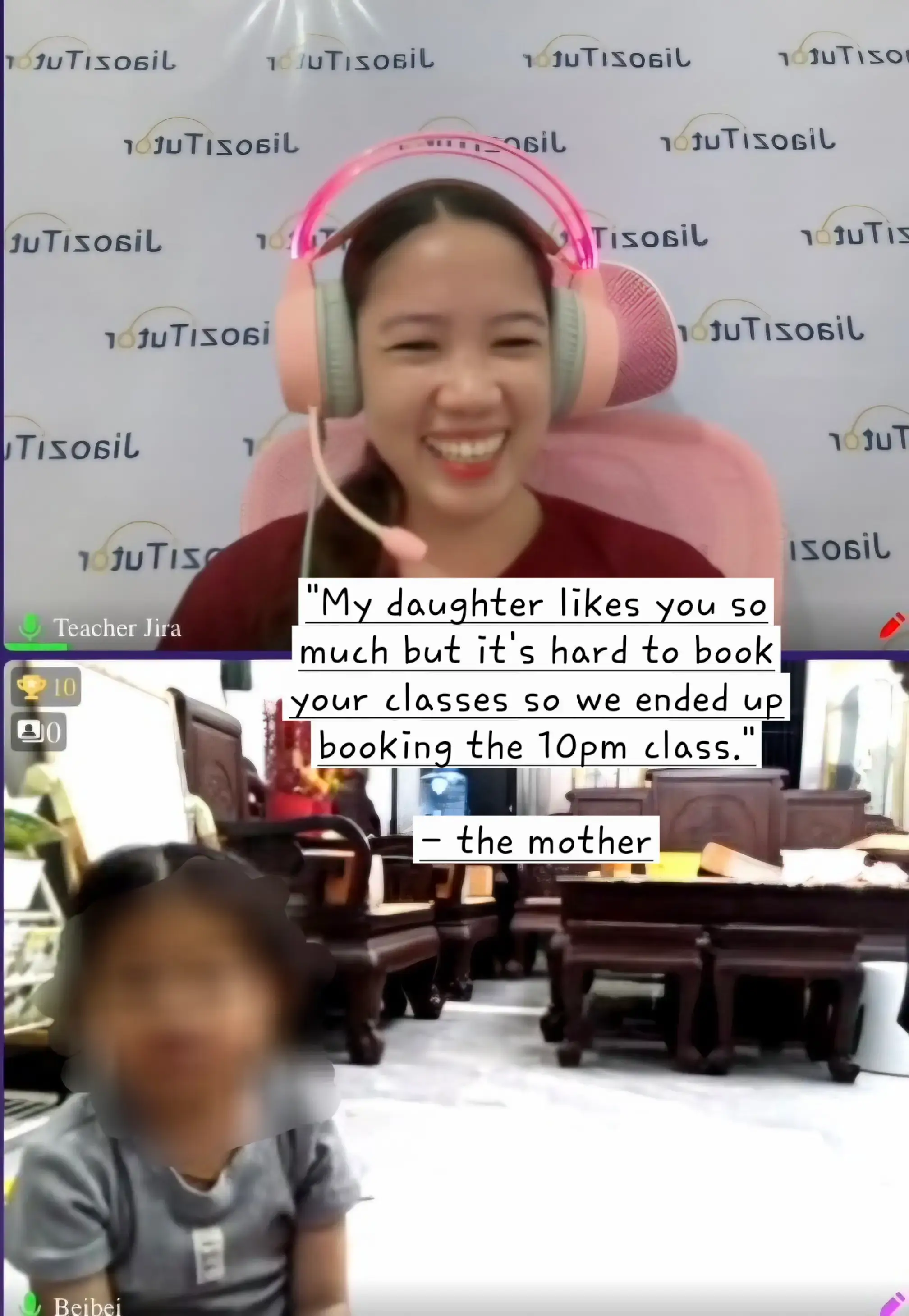 This student usually books an earlier class, so I was surprised when I saw she'd