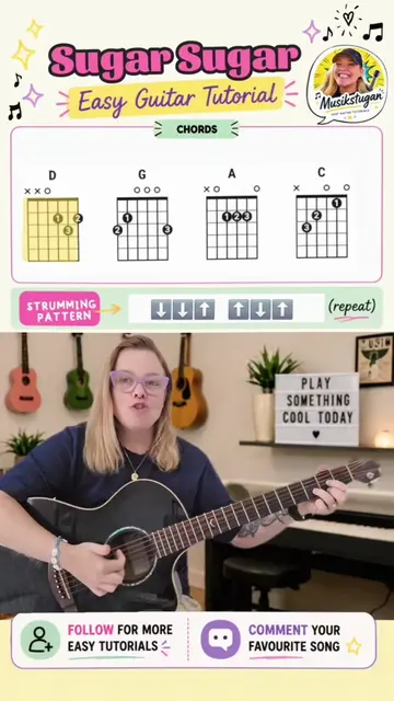 Learn "Sugar, Sugar" by The Archies on guitar with this easy beginner-friendly g