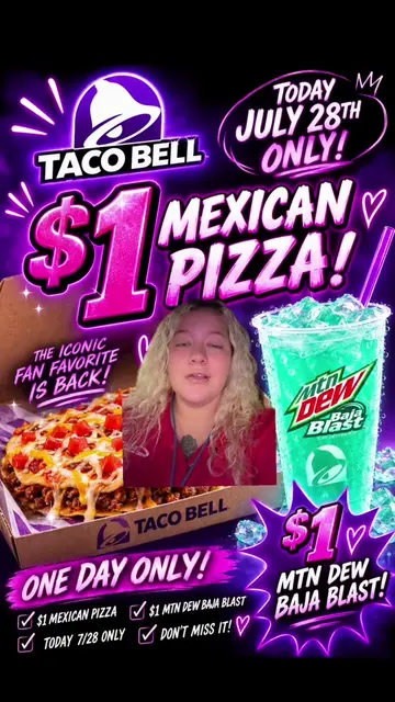RUN DEAL AT TACO BELL!!!🌮🛎️🏃🏼‍♀️ #tacobell #mexicanpizza #todayonly #dealsof