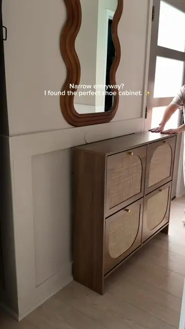If you have a small, narrow entryway, this shoe cabinet is the perfect way to ma